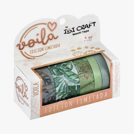 Cinta Adhesiva Papel Ibi Craft Voila Washi Tape Leaves Pack