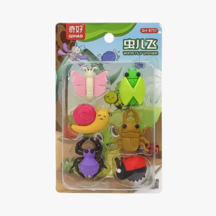 Goma de Borrar Bichos Qihao QH-8737 Pack 6 Piezas