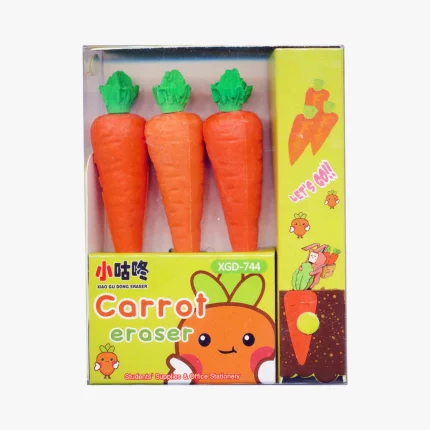 Goma de Borrar Zanahoria Xiao XGD-744 Pack 3 Piezas