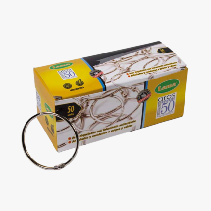 Aros Carpeta N°50 Metálicos Niquelados Caja x 50 Unidades