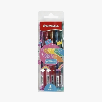 Bolígrafo Simball Power Gel Glitter Blister x 5 Unidades