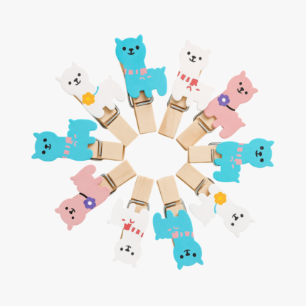 Broches Mini Benabi Llamitas Pastel Madera Pack x 10 Unidades