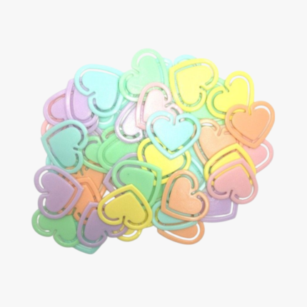 Clips Liggo Plásticos Corazón Pastel Pack x 50 Unidades