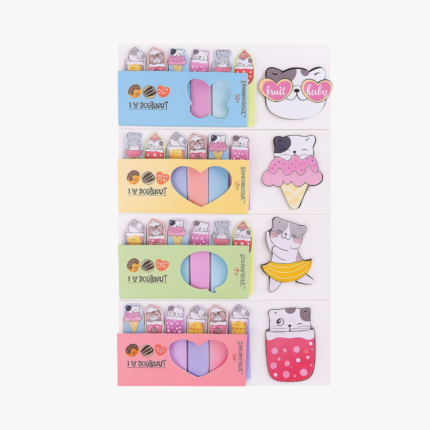 Notas Adhesivas Doughnut Cute Cat Señaladores Blister 7 Blocks x 15 Hojas