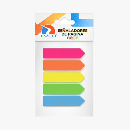 Notas Adhesivas Ezco Pencil Neon Señaladores Blister 5 Blocks x 25 Hojas