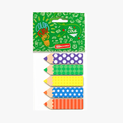 Notas Adhesivas Medoro Pencil Señaladores Blister 5 Blocks x 20 Hojas
