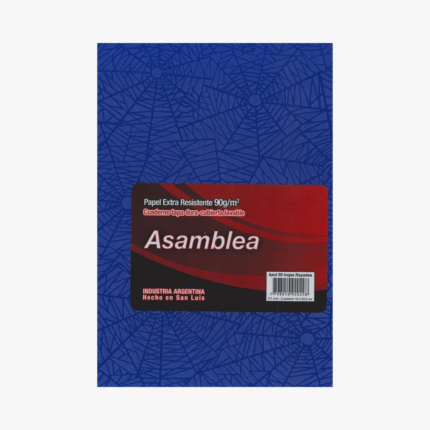 Cuaderno Asamblea Rayado Tapa Dura Forro Araña 16x21 50 Hojas Azul